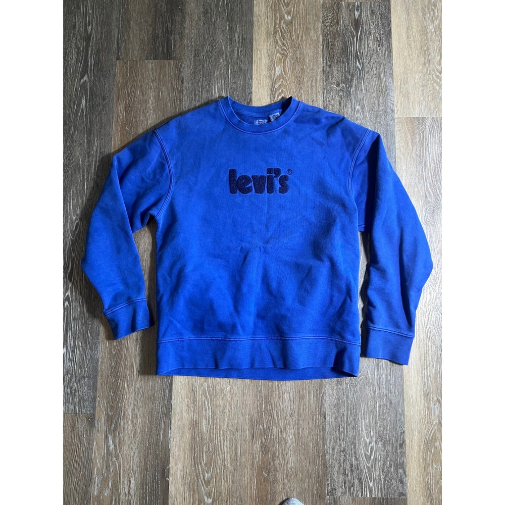 Levi's Relaxed Fit Crewneck Sweatshirt Blue Logo Mens Size Medium